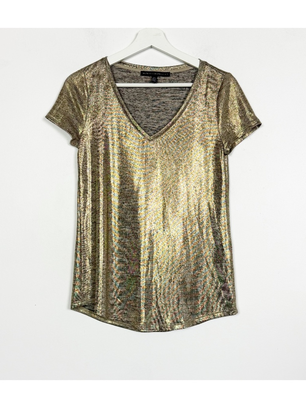 White House Black Market Top Tee Blouse Size XS Bronze Gold Black